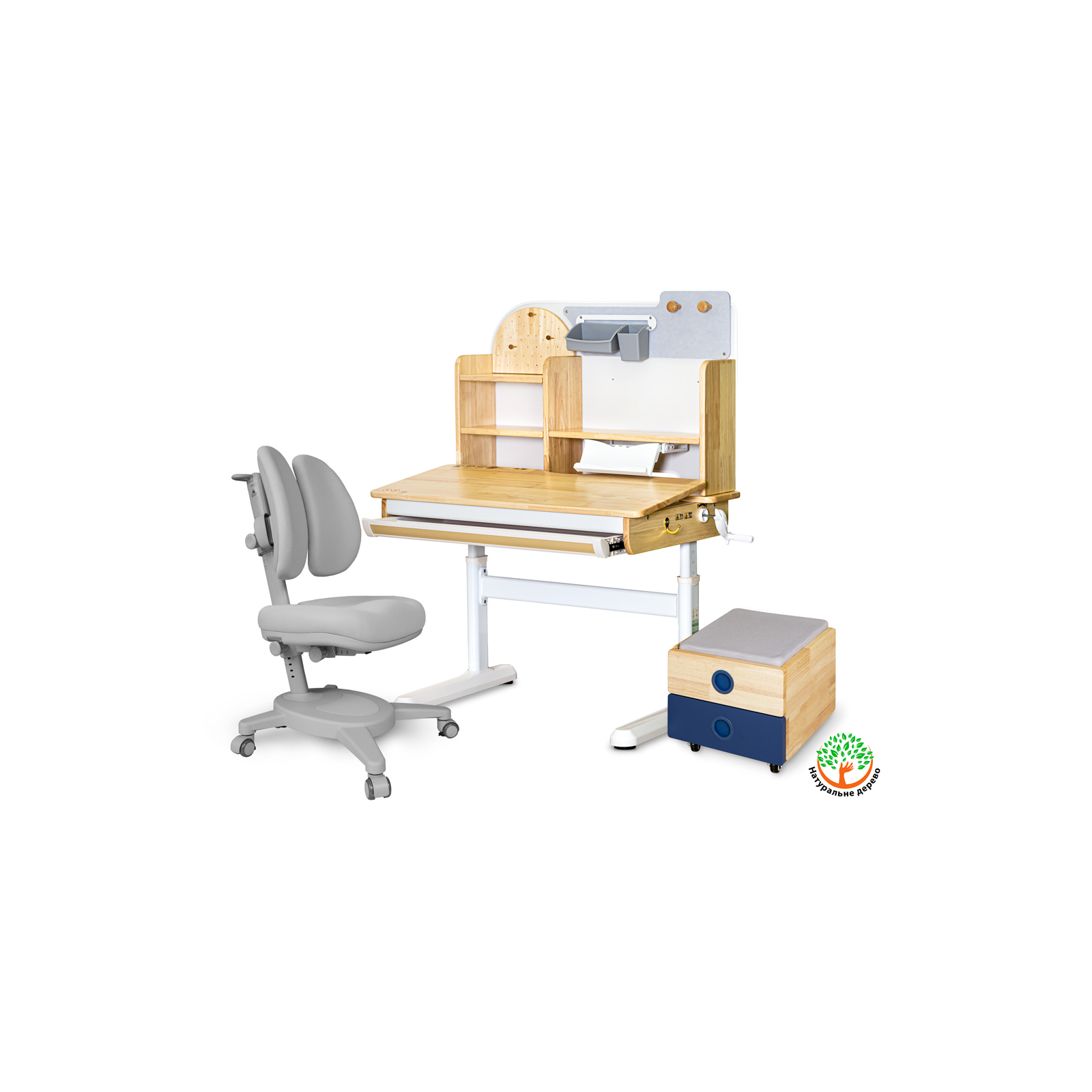 Парта с креслом Mealux Timberdesk S (парта+кресло+тумба) (BD-685 S+ box BD 920-2 BL+Y-115 G)