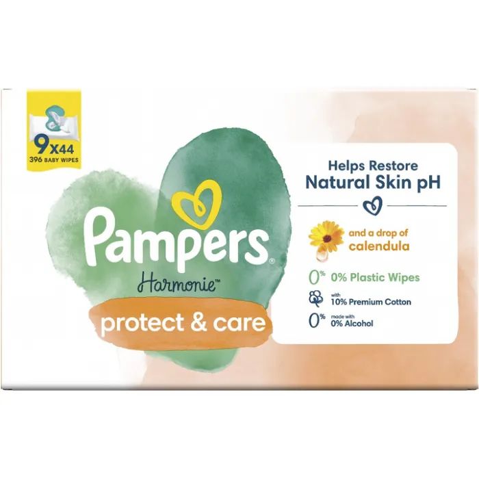 Дитячі вологі серветки Pampers Harmonie Protect&Care з календулою 44 шт (8700216250641) зображення 2