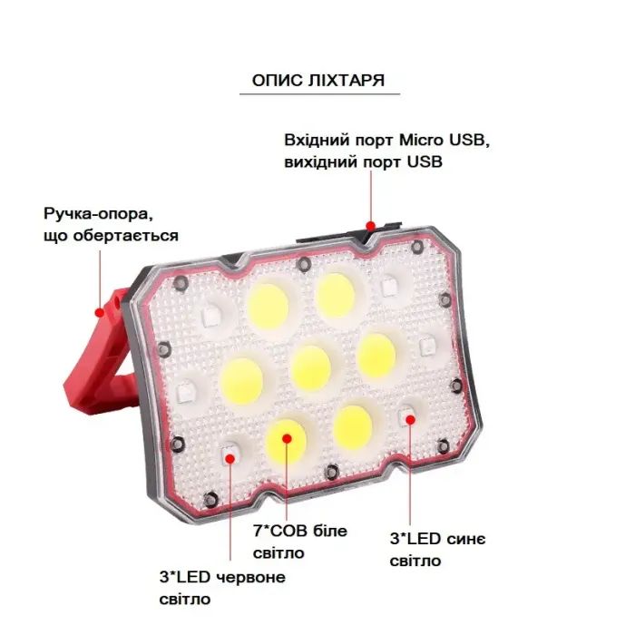 Фонарь Quantum worklight Worker 15W COB+LED з функ Power Bank (QM-FL2030) изображение 2