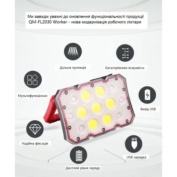 Фонарь Quantum worklight Worker 15W COB+LED з функ Power Bank (QM-FL2030) изображение 3
