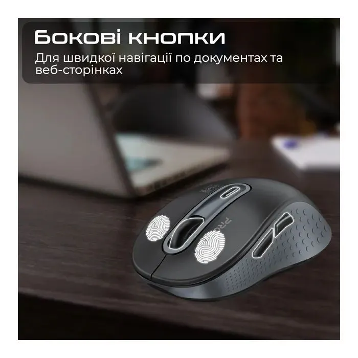 Мишка Promate Ken Wireless/Bluetooth Black (ken.black) зображення 6