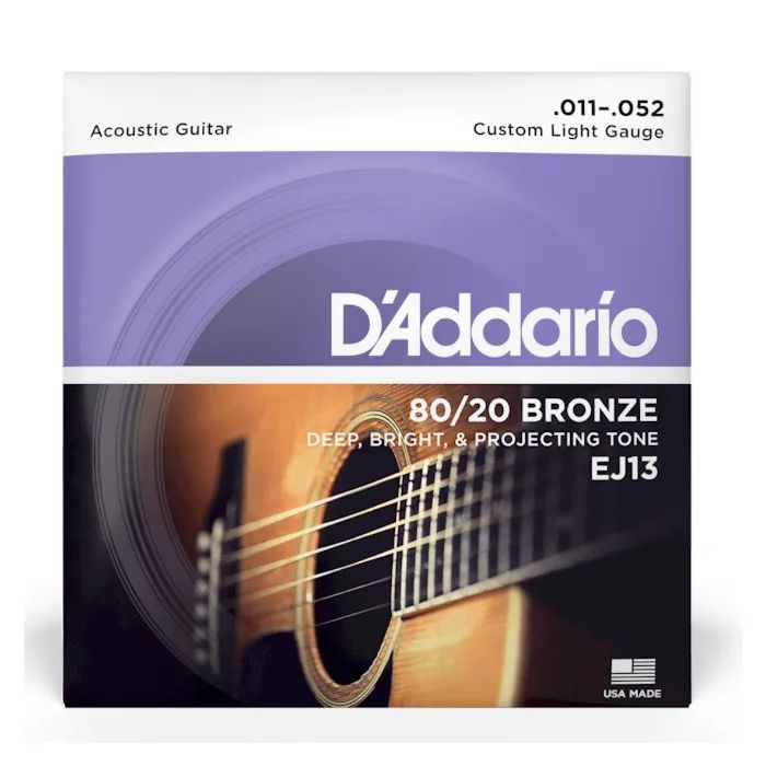 Струны для гитары D'Addario 80/20 Bronze Custom Light (11-52) (EJ13)
