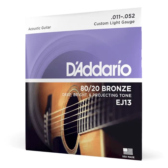 Струны для гитары D'Addario 80/20 Bronze Custom Light (11-52) (EJ13) изображение 2