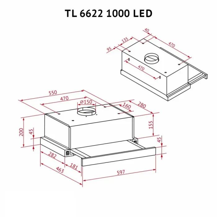 Вытяжка кухонная Perfelli TL 6622 Full BL 1000 LED изображение 12