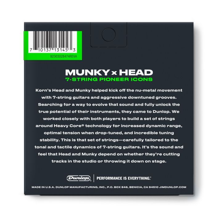 Струны для гитары Jim Dunlop Heavy Core Korn Guitar Strings (10-65) (KRHCN1065-7) изображение 2