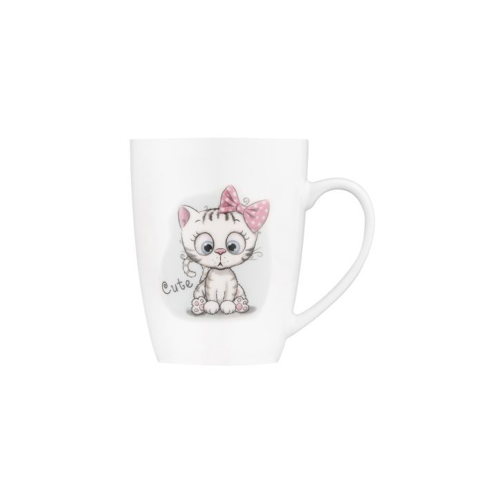 Чашка Ardesto Cute, 320мл, порцеляна, нержавіюча сталь, білий (AR3040BS) зображення 3