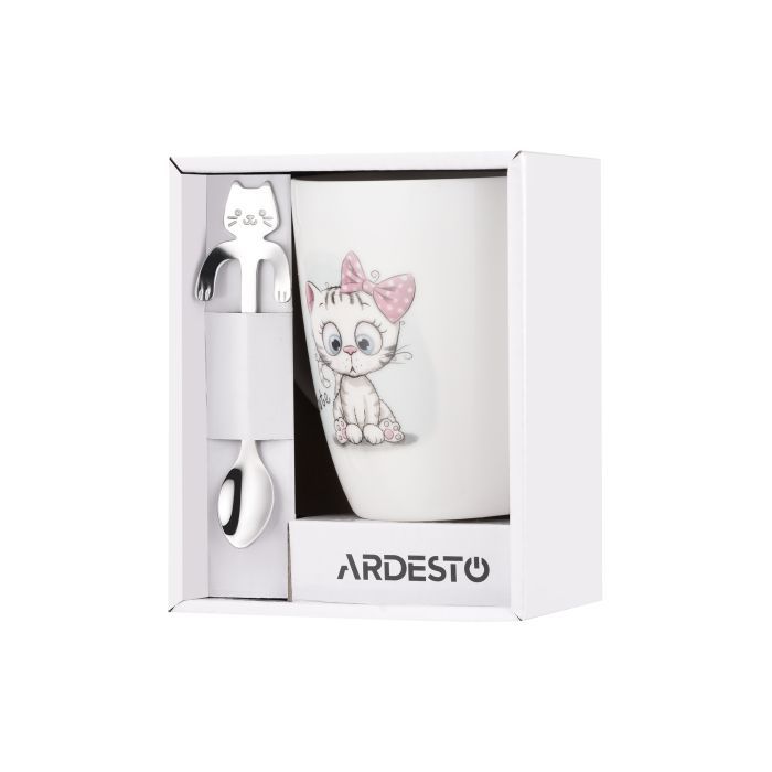 Чашка Ardesto Cute, 320мл, порцеляна, нержавіюча сталь, білий (AR3040BS) зображення 8