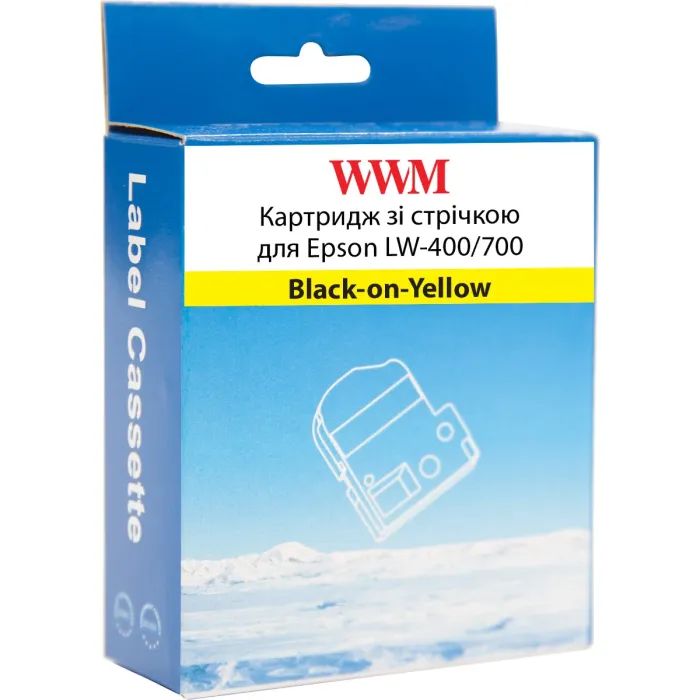 Лента для принтера этикеток WWM для Epson LW-400/700 18mm х 8m Black-on-Yellow (WWM-SC18Y) изображение 2