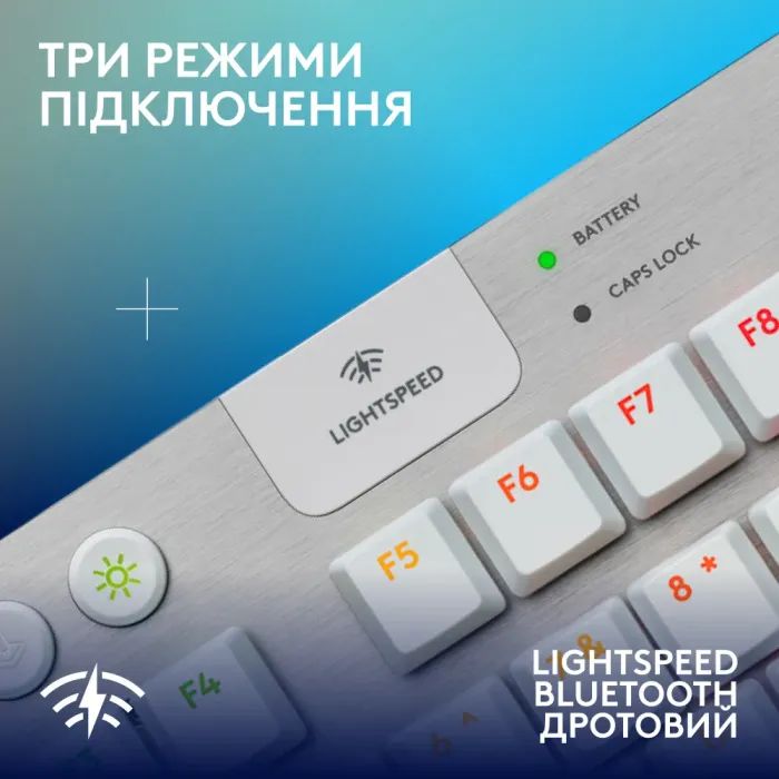 Клавиатура Logitech G915 TKL X Lightspeed Switch-Tactile Wireless/Bluetooth/USB UA White (920-012737) изображение 9