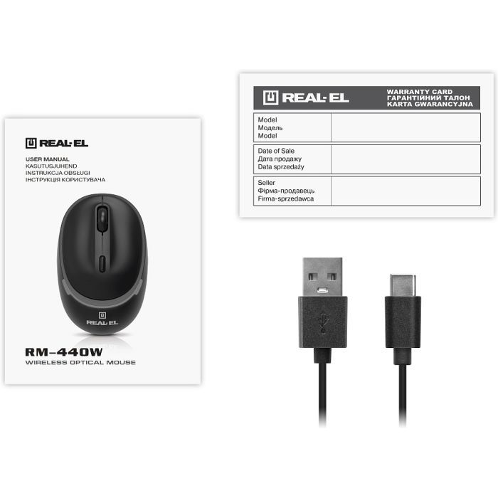 Мышка REAL-EL RM-440W Wireless/Bluetooth Black (EL123200045) изображение 9