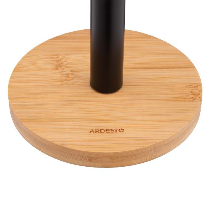 Тримач паперових рушників Ardesto Midori 15х34см, метал, бамбук, чорний (AR0913BB) зображення 5