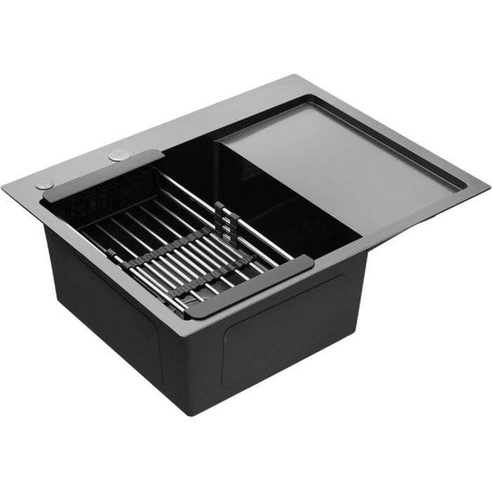 Мойка кухонная Kroner Schwarze-6350LHMPVD (CV031322) изображение 4