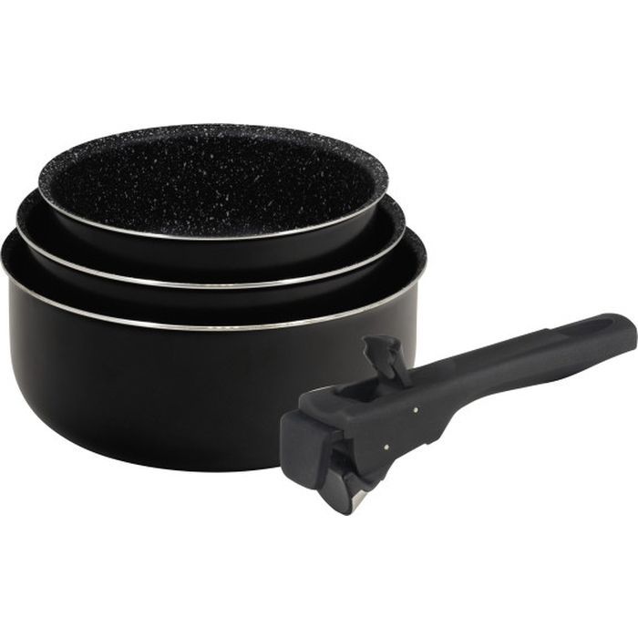 Ківш Bergner Click & cook black, набір зі знімною ручкою 16/18/20 см, 4 предмети (BG-31602-BK)