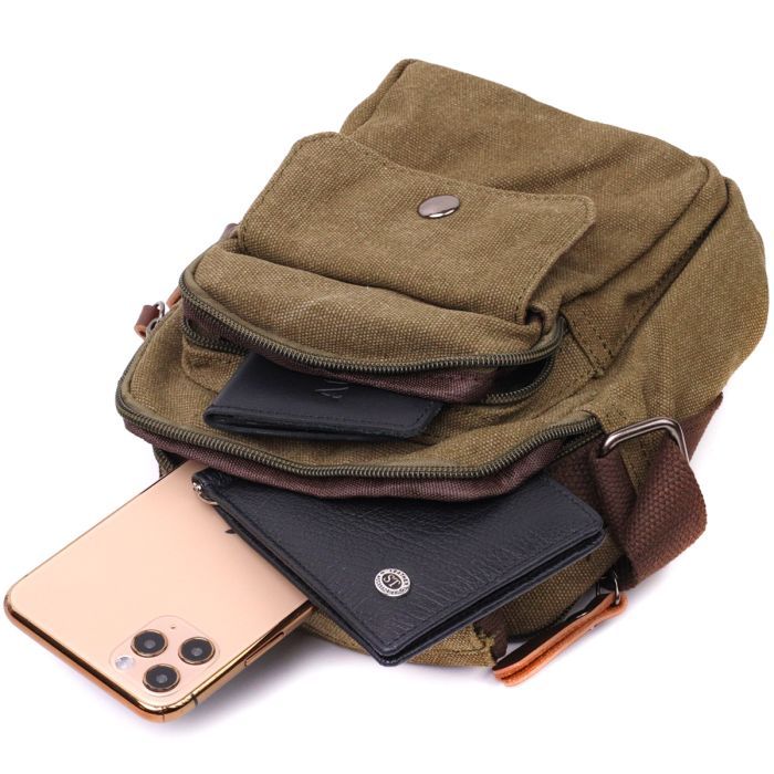 Сумка Vintage З текстилю Оливкова (22219) зображення 8