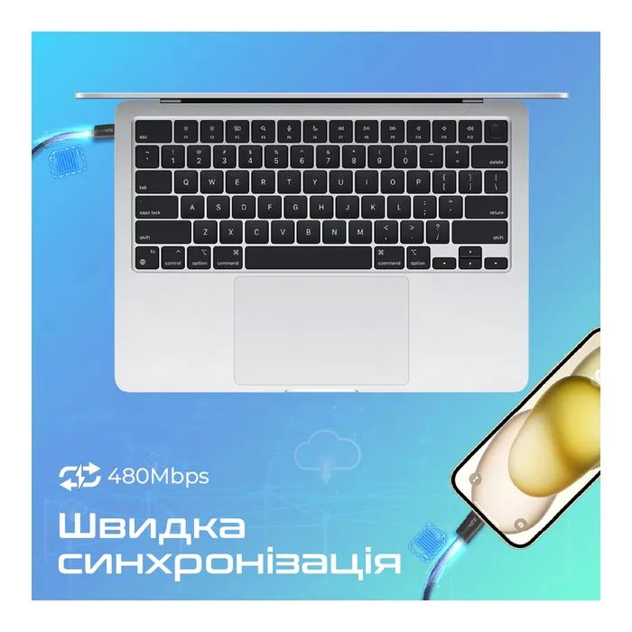 Дата кабель USB-C to USB-C ecoline-cc200.pink Promate (ecoline-cc200.pink) изображение 4