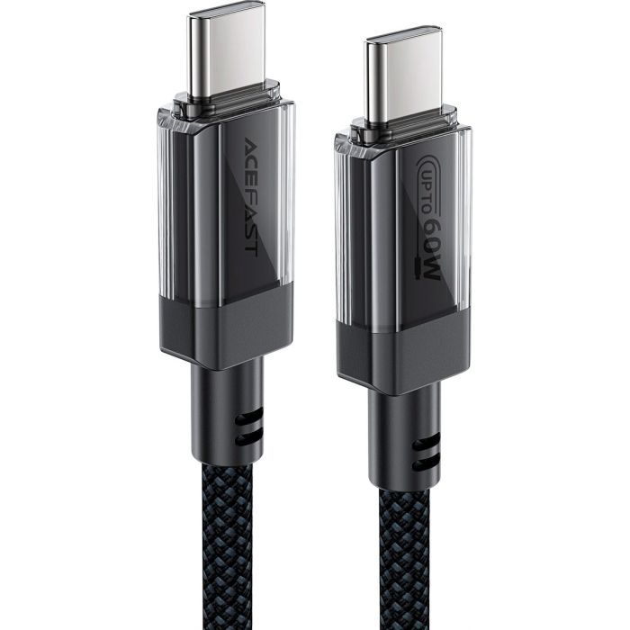 Дата кабель USB-C to USB-C 1.2m 60W stainless steel C12-03 Black Acefast (6974316283317) изображение 2