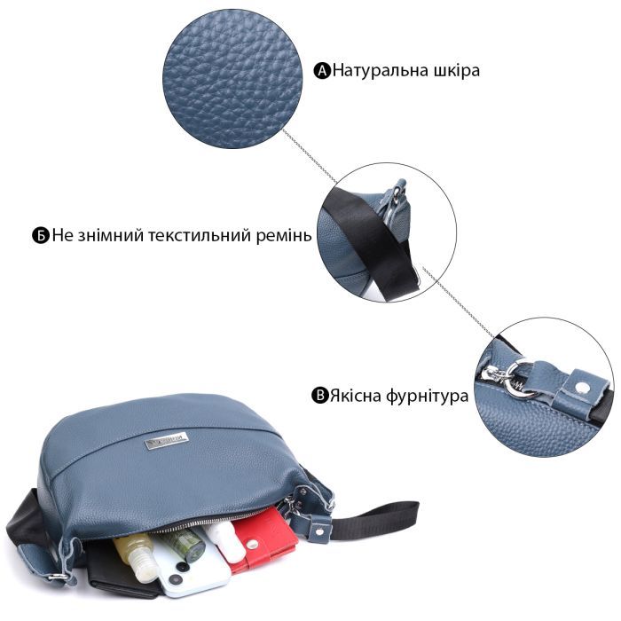 Сумка Vintage Из натуральной кожи Синяя (22617) изображение 4