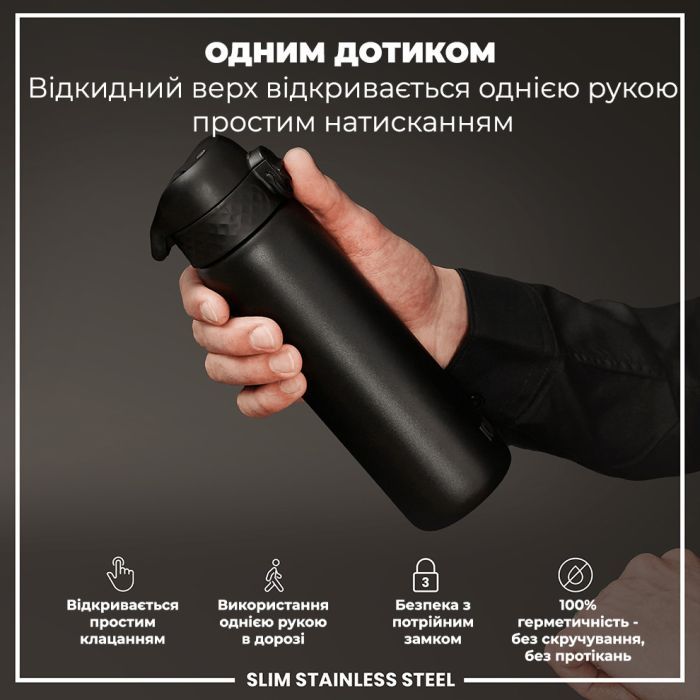 Пляшка для води ION8 OneTouch Stainless Steel 600 мл Blue (I8SS600BLU) зображення 2