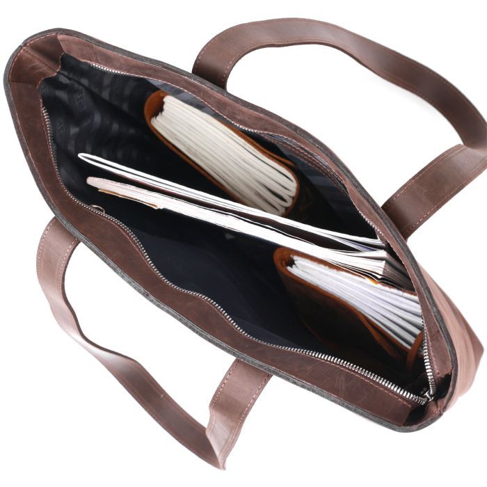 Сумка Shvigel Винтажная шоппер Коричневая (16349) изображение 5