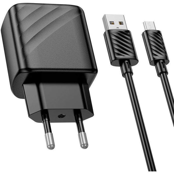 Зарядное устройство HOCO CS21A Rich USB QC3.0 + cable USB to Micro 5P Black (6942007609890) изображение 3