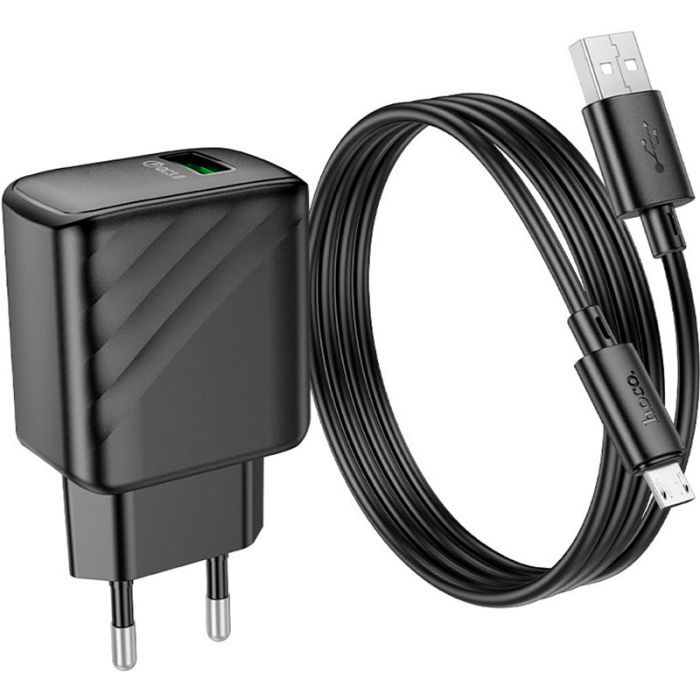 Зарядное устройство HOCO CS21A Rich USB QC3.0 + cable USB to Micro 5P Black (6942007609890) изображение 5