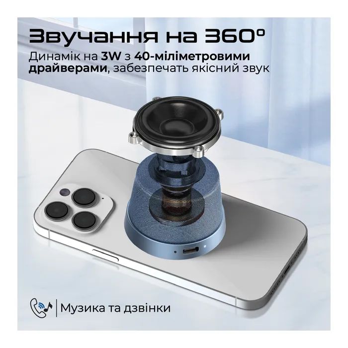 Акустическая система Promate Punch 3 Вт Navy (punch.navy) изображение 3