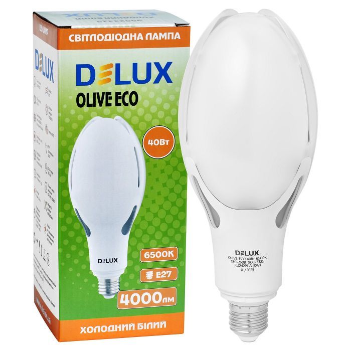 Лампочка Delux OLIVE ECO 40Вт E27 6500K 230В (90023325) изображение 3
