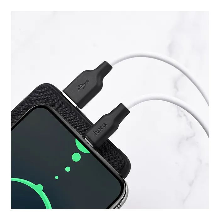 Дата кабель USB 2.0 AM to USB-C 1.0m 3A silicone black+white HOCO (6931474711915) изображение 2