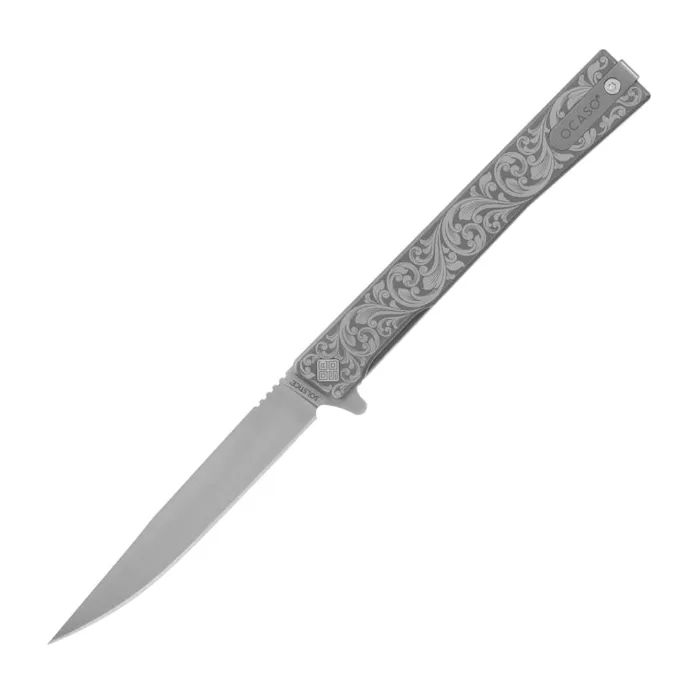 Нож Ocaso Solstice, Engraved titanium Scroll Pattern, Black (10ESB)