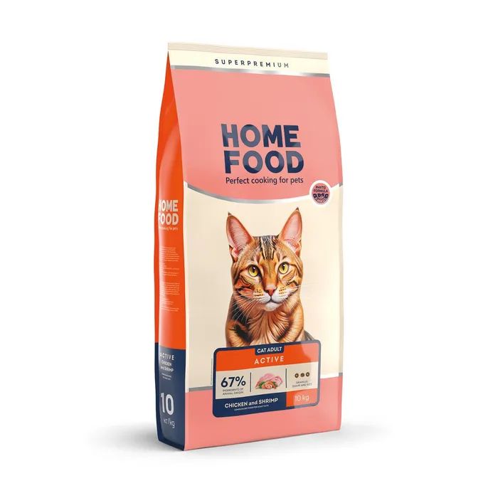 Сухий корм для кішок Home Food For active з куркою та креветками 200 г (4820290090125)