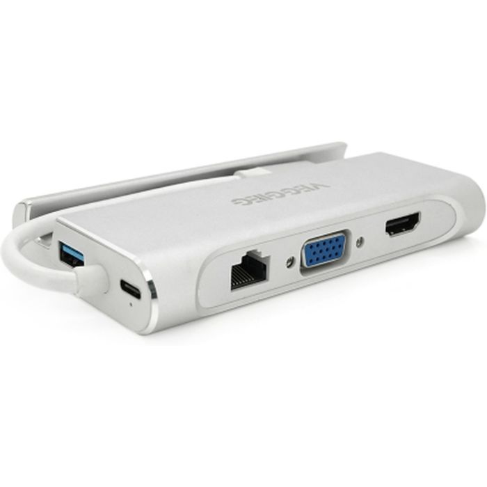 Концентратор VEGGIEG USB-C 5-in-1 USB-C + 3xUSB 3.0 + HDMI + RJ45 0.1m silver (TC07-S)