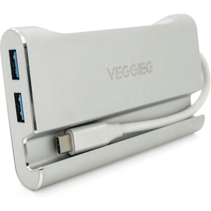 Концентратор VEGGIEG USB-C 5-in-1 USB-C + 3xUSB 3.0 + HDMI + RJ45 0.1m silver (TC07-S) зображення 3