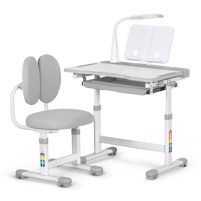 Парта зі стільцем Evo-kids (стол+стул+полка+лампа) Gray (BD-20 G)