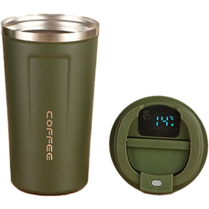 Термокружка Merlion з LED дисплеєм 510 мл, зелена (Termo-304LED-510Green)