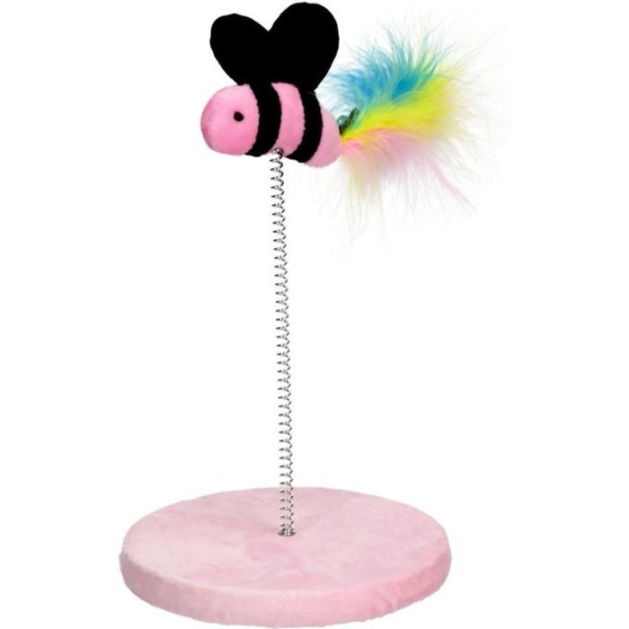 Іграшка для котів Hippie Pet Бджілка на стійці рожева 15x25 см (HIPCT2304093RO)