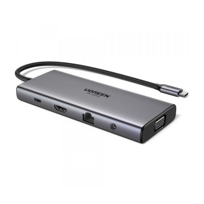 Порт-реплікатор Ugreen Dock CM639 USB3.2 Type-C->1xUSB-A3.2/1xUSB-A3.1/2xUSB-C3.2/RJ45/HDMI/VGA/RJ45/SD/TF+3.5mm PD (45520) зображення 2