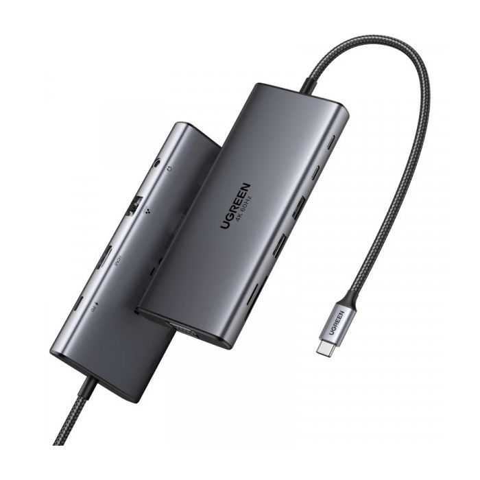 Порт-реплікатор Ugreen Dock CM639 USB3.2 Type-C->1xUSB-A3.2/1xUSB-A3.1/2xUSB-C3.2/RJ45/HDMI/VGA/RJ45/SD/TF+3.5mm PD (45520) зображення 3