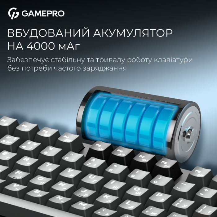 Клавіатура GamePro Asgard Ragnar Wireless/Bluetooth/USB UA White (MK285WH) зображення 11