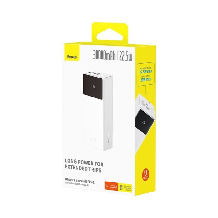 Батарея універсальна Baseus EnerFill FP41 30000MAh 22,5W PD QC White (E0027K01) зображення 7