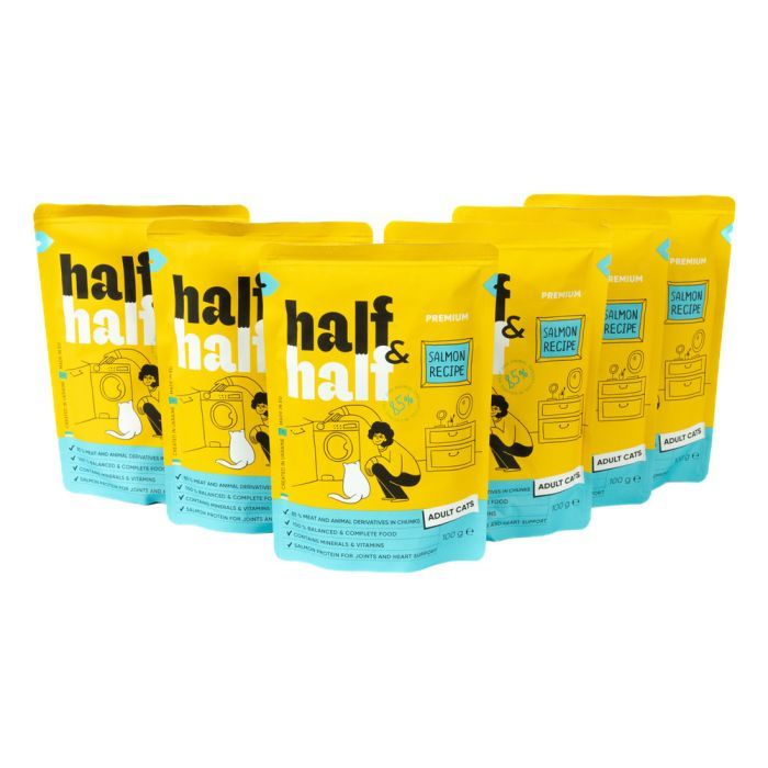 Влажный корм для кошек Half&Half с лососем в желе 5+1 (2700000040485)