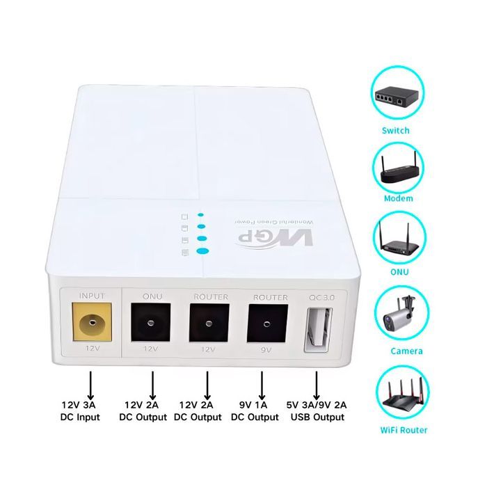 Пристрій безперебійного живлення RCI для роутера WGP 27W вх:5.5x2.1, вих:5.5x2.5 12V/2A, 9V/1A, USB (UPS302 / 560580) зображення 3