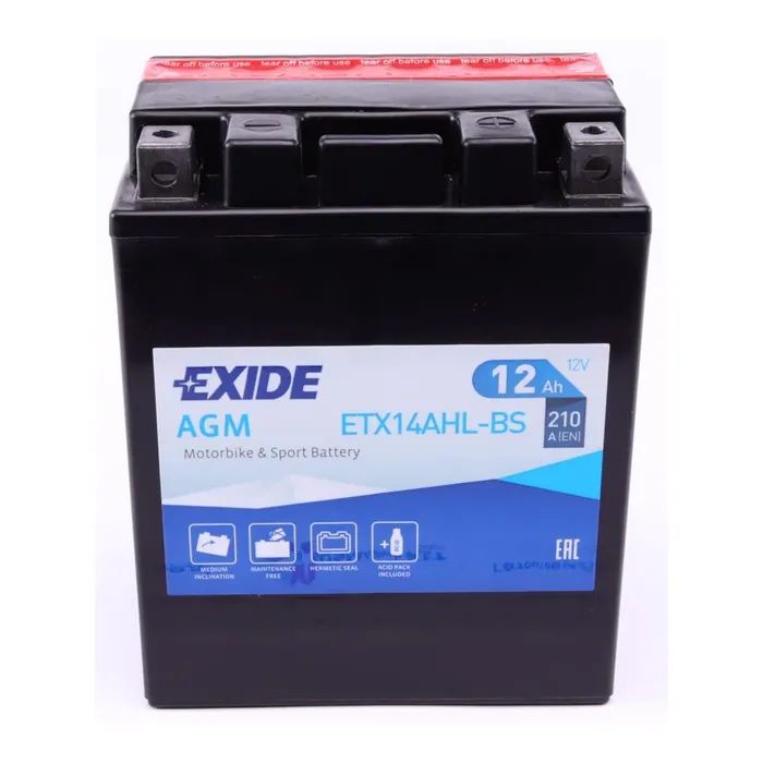 Аккумулятор автомобильный EXIDE AGM 12Ah (+/-) (210EN) (ETX14AHL-BS)