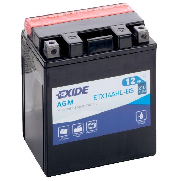 Аккумулятор автомобильный EXIDE AGM 12Ah (+/-) (210EN) (ETX14AHL-BS) изображение 2