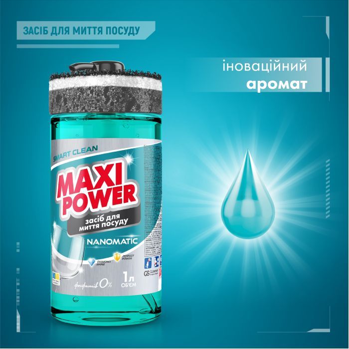 Засіб для ручного миття посуду Maxi Power Nanomatic 1 л (4820204703400) зображення 2
