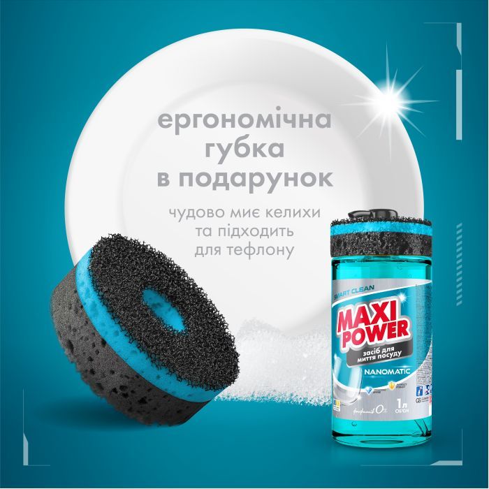 Засіб для ручного миття посуду Maxi Power Nanomatic 1 л (4820204703400) зображення 4