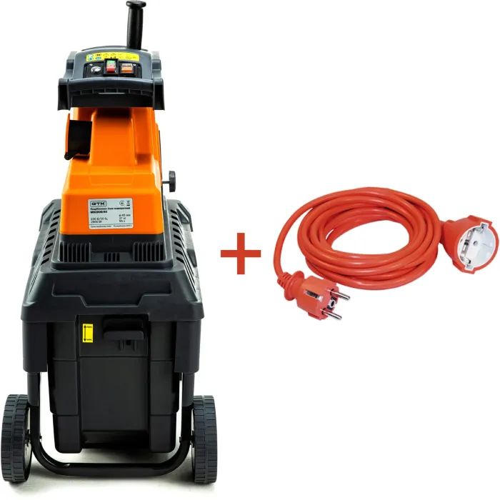 Садовий подрібнювач GTM MS2800/45 KIT, 220В, 2800Вт, до 45мм, фреза, 60л + подовжувач 10м (MS2800/45_KIT+ext.cord) зображення 2