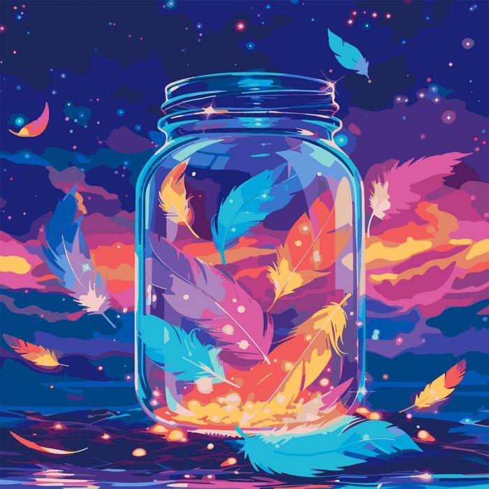 Картина по номерам Santi Магічне піря 40х40 см LED підсвіт (956543)