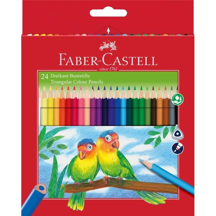 Карандаши цветные Faber-Castell 24 кольори тригранні + стругачка (120524) (21615)