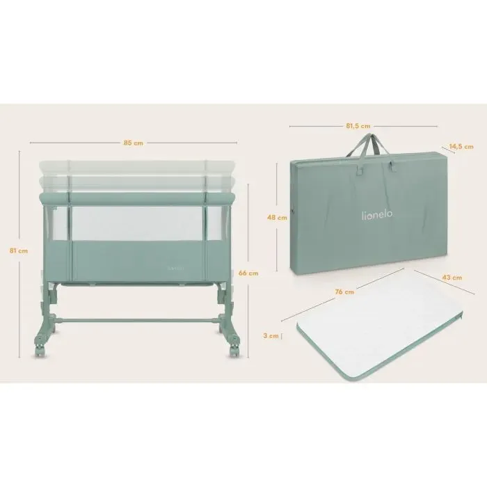 Кроватка Lionelo приставная Aurora GREEN SAGE (LO-AURORA GREEN SAGE) изображение 8