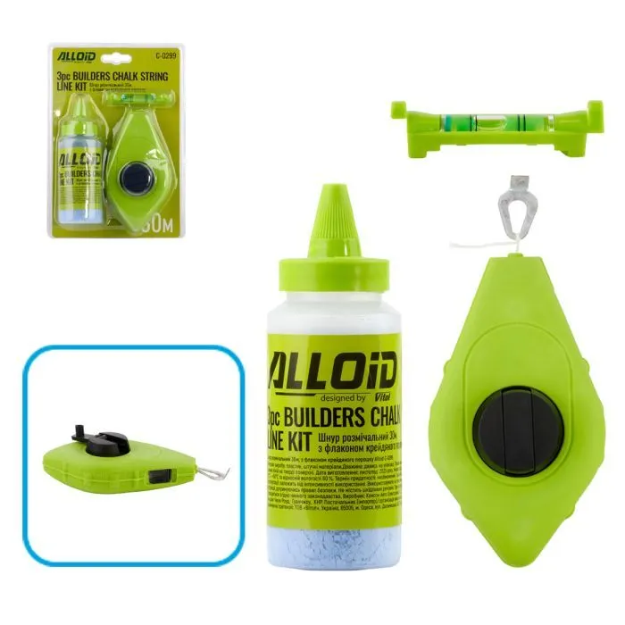 Шнур розміточний Alloid 30м, з флаконом крейдового порошку (C-0299)